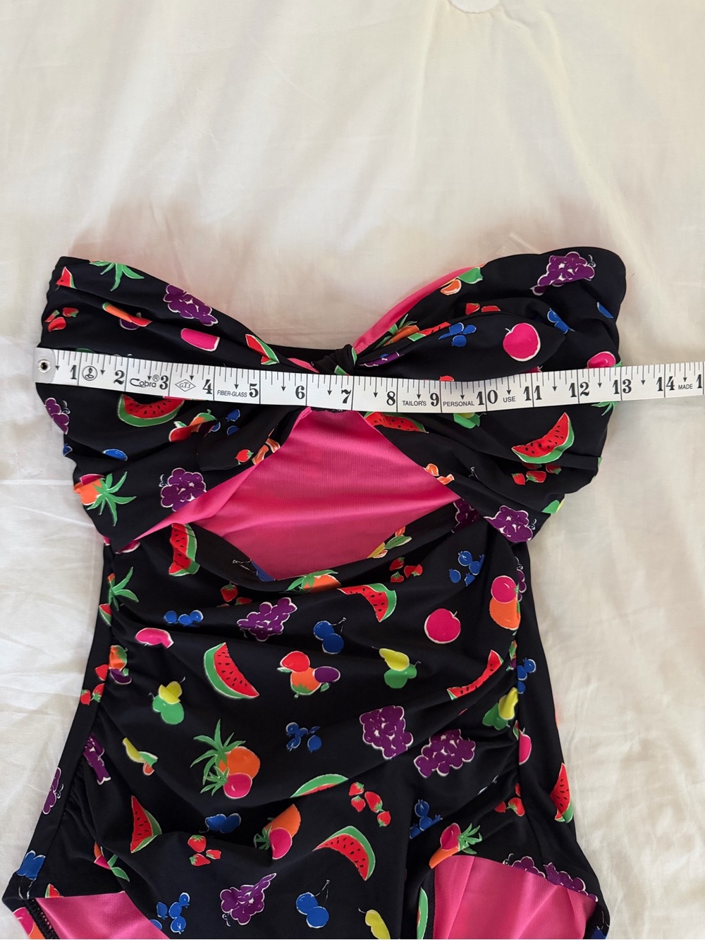 kate spade Black Bandeau size SMALL One-Piece Swimsuit with Bright Fruit Print - Picture 10 of 11